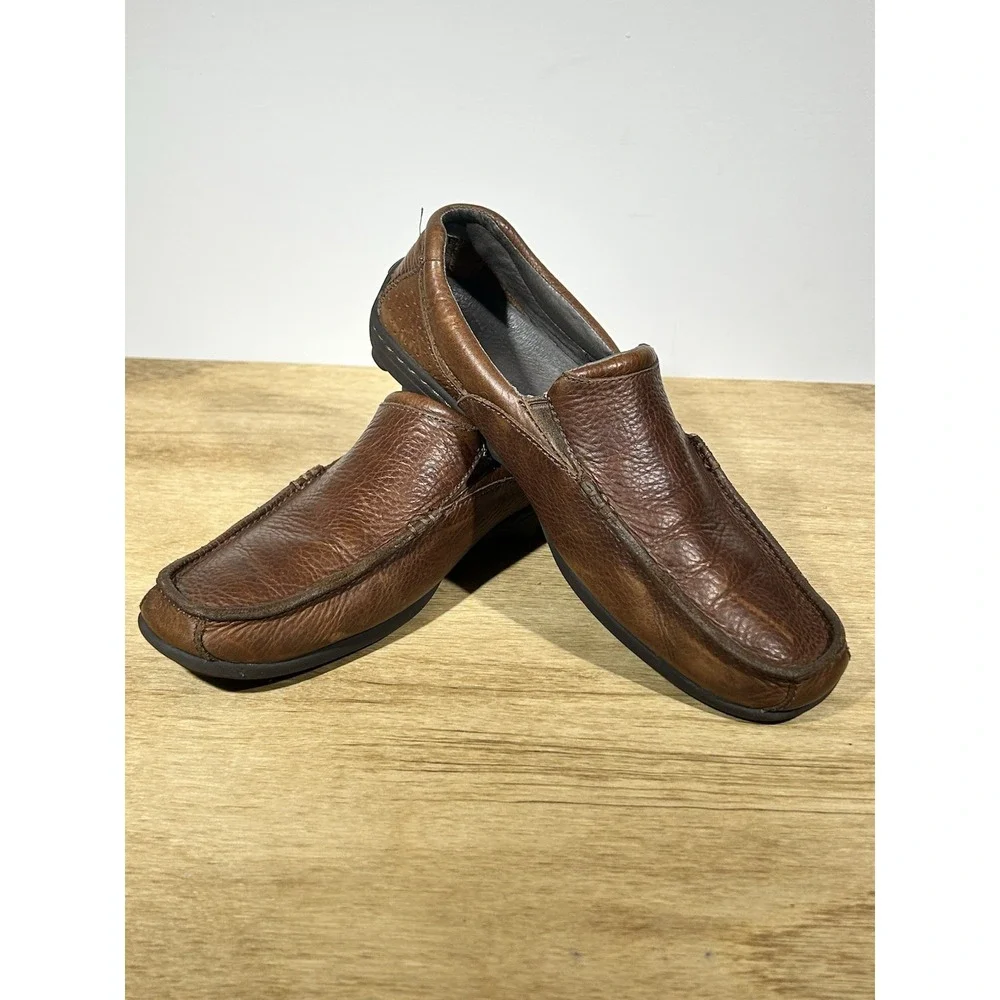 MERRELL Men's Rally Moc 9.5 Dark Earth Leather Driving Loafers Slip On J38507